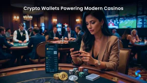 Technical diagram of crypto wallet integration into casino and sportsbook betting platforms showing custody models and blockchain connections in 2026