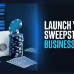 Business startup with chips, envelope, and documents for sweepstakes.